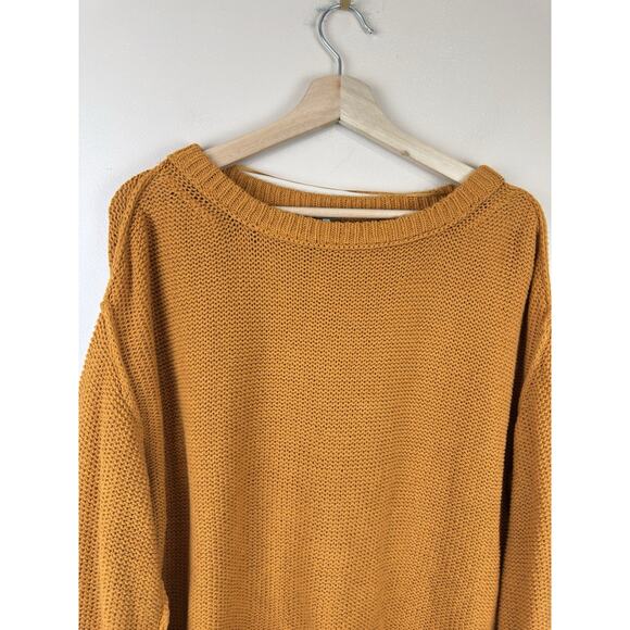 Free People Women’s Slouchy Sweater, Size S, Mustard, Coastal Inside-Out Knit - Picture 3 of 12